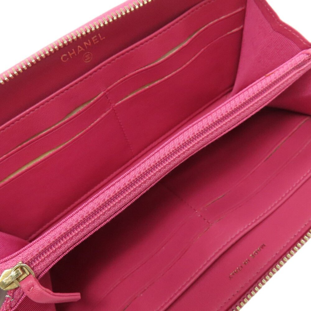 CHANEL Authentic Pink Lambskin Leather Logo Wallet - Picture 4 of 11
